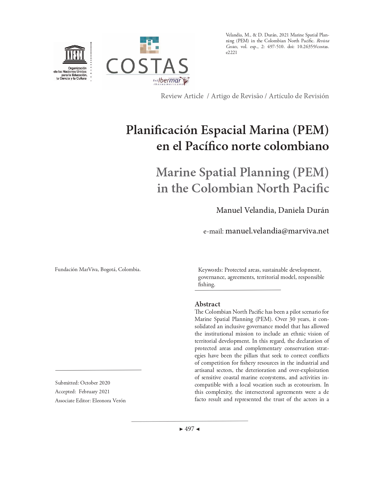 Planificación Espacial Marina PEM en el Pacífico norte colombiano